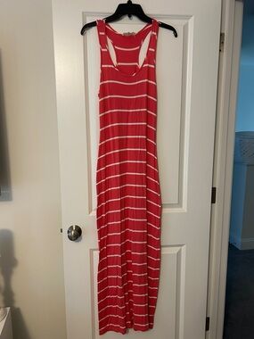 Pink Rose Pink & White Striped Racerback Maxi Dress